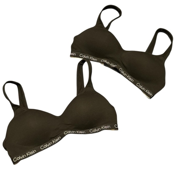 Calvin Klein Other - Calvin Klein Lightly Padded Bralette Lot Of 2 Bras Small Black Seamless Stretch